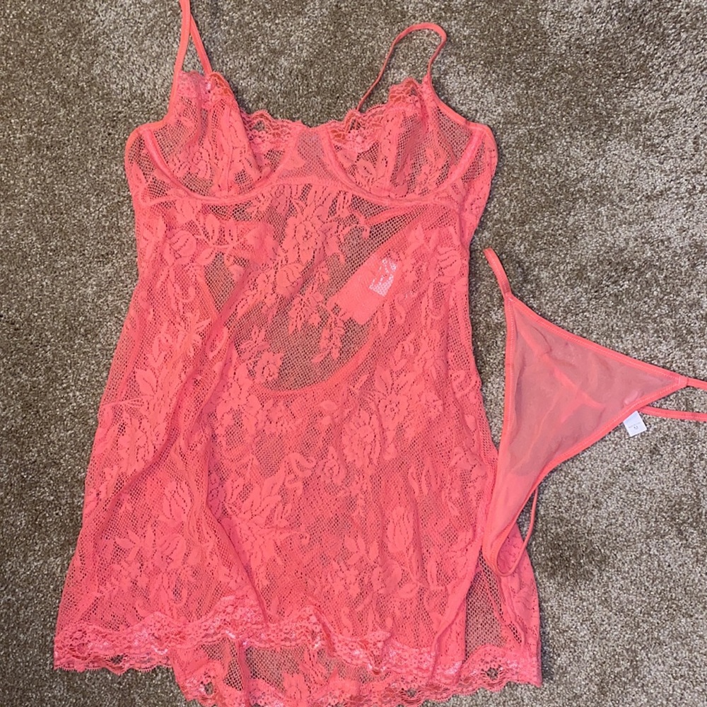 Victoria’s Secret size medium coral lace lingerie set